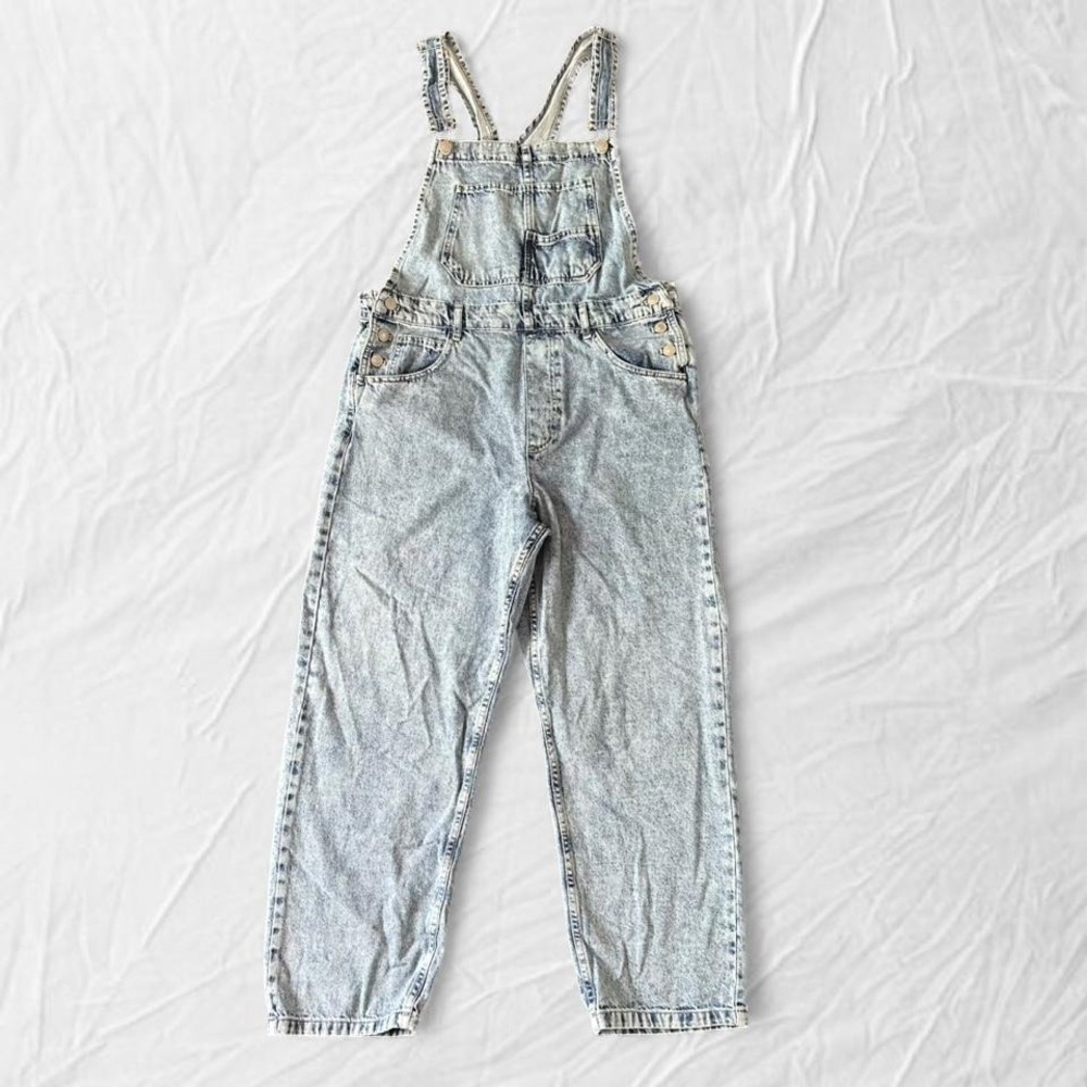 Free People blue denim overalls - Picture 2 of 8